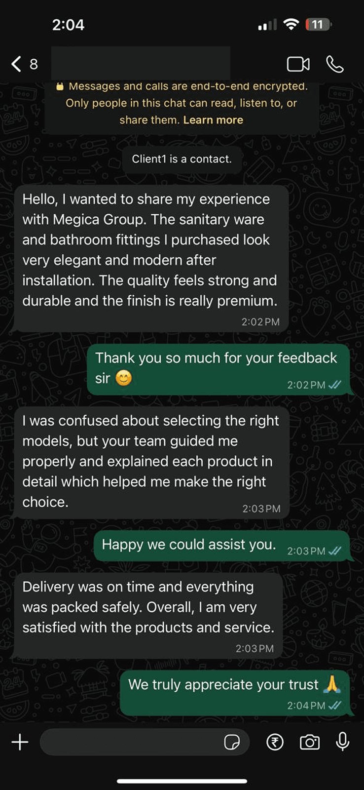 Client testimonial